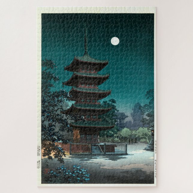 Puzzle Temple japonais Asakusa Kinryūzan au clair de lune (Vertical)