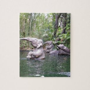 Puzzle Temps de fête des éléphants dans l'eau imprimer