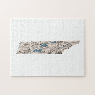 Puzzle Tennessee en forme de Tennessean carte photo Vinta