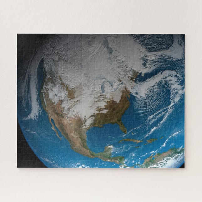 Puzzle Terre Pleine Avec Des Nuages Simulés Sur L'Amériqu (Horizontal)