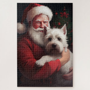 Puzzle Terrier Blanc de West Highland Santa Claus Noël