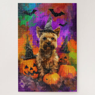 Puzzle Terrier Cairn Squelettes Chien Halloween Sorcière 