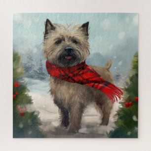 Puzzle Tervueren Cairn Terrier dans la neige Noël