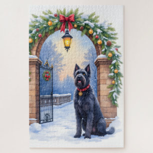 Puzzle Tervueren noir Terrier en aquarelle Noël en fer