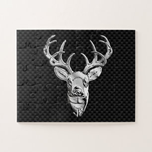 Puzzle Tête de cerf d'argent en fibre de carbone