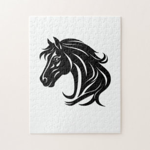 Puzzle Tête de magnifique cheval noir  