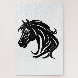 Puzzle Tête de magnifique cheval noir  