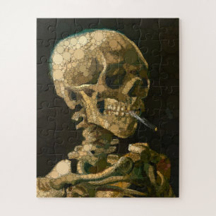 Puzzle Tête d'un squelette avec une cigarette brûlante, p