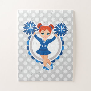 Puzzle Tête rouge Pom-pom girl bleue - Cute Cheer