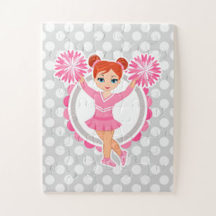 Puzzle Tête rouge Pom-pom girl rose - Mignonne Cheer