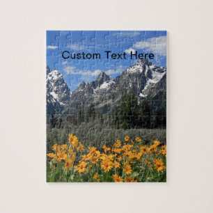 Puzzle Tetons grand avec les fleurs jaunes