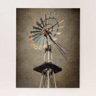 Puzzle Texas Windmill sur Sepia Textured Arrière - plan