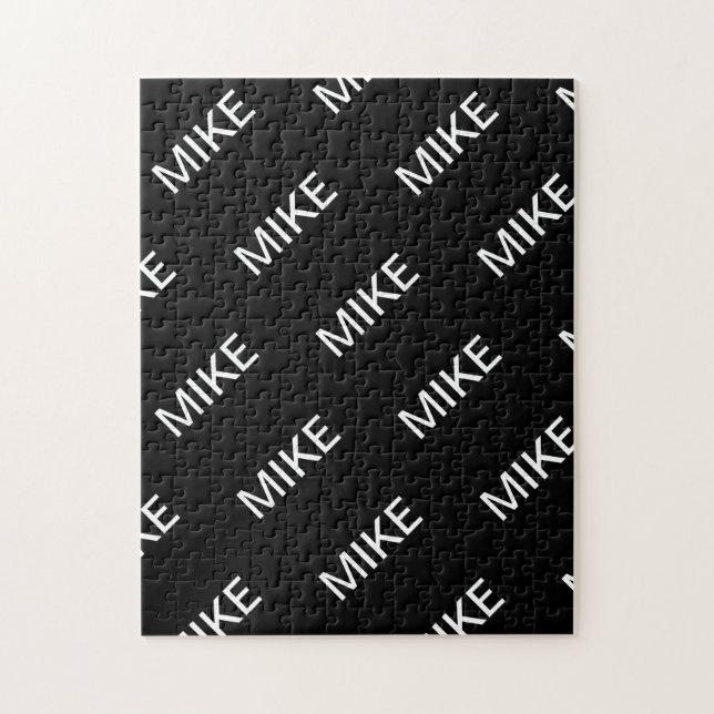 Puzzle Texte personnalisable | Bold Modern Black & White (Vertical)