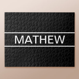 Puzzle Texte personnalisable   Moderne Gras Noir & Blanc