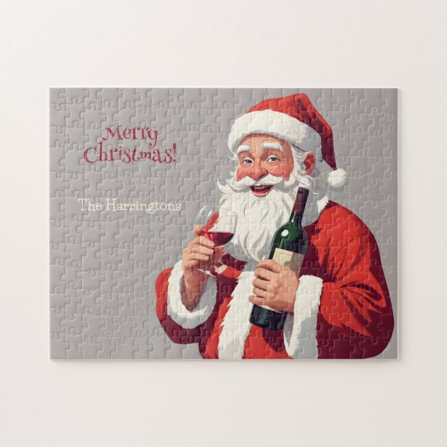 Puzzle Texte personnalisé amusant Drunk Père Noël (Horizontal)