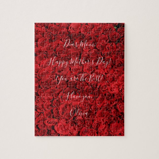 Puzzle Texte Personnalisé Joyeuse Fête des mères Roses ro (Vertical)