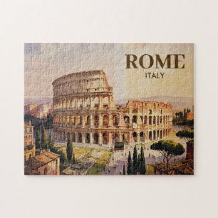 Puzzle Texte personnalisé Rome Italie Colisée Aquarelle R