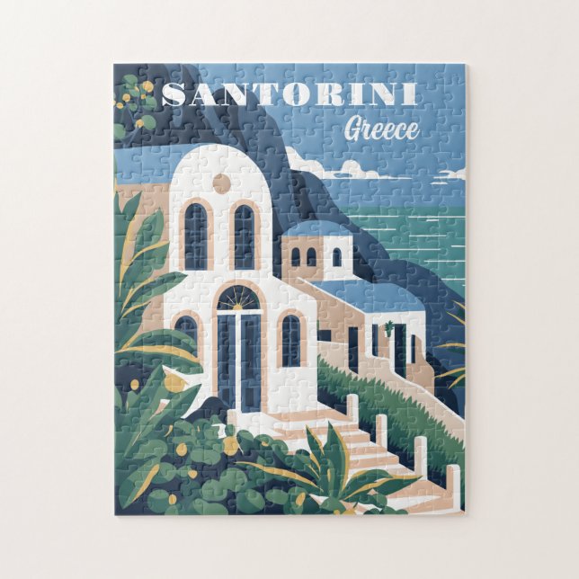Puzzle Texte personnalisé Santorin Grèce (Vertical)