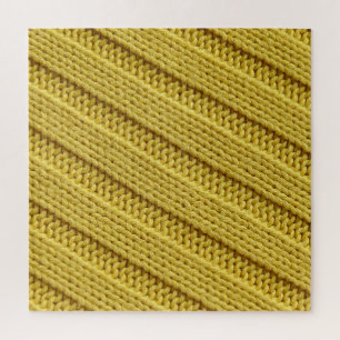 Puzzle Textile tricoté coloré, texture jaune.