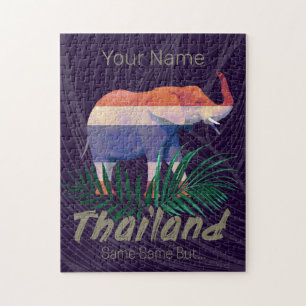 Puzzle Thaïlande Elephant Drapeau Jungle Feuille Souvenir