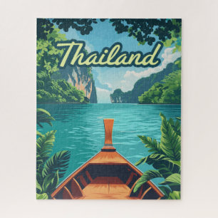 Puzzle Thaïlande Tropical Island Long Tail Boat Vintage