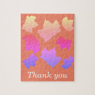 Puzzle Thank You Fall Leaf Patterns Leaves Pink Orange