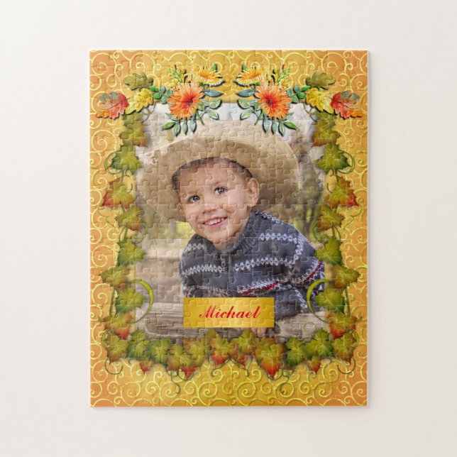 Puzzle Thankgiving Automne Maple Leaf et Sunflower (Vertical)