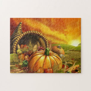 Puzzle Thanksgiving cornucopia champ citrouille