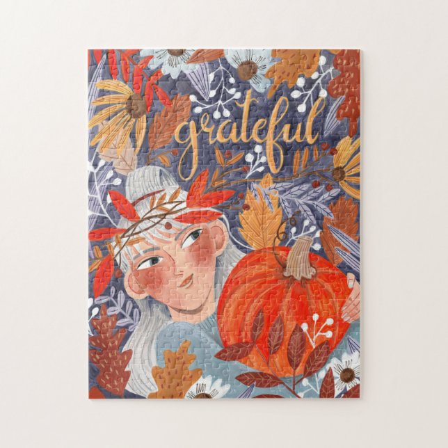 Puzzle Thanksgiving feuilles d'automne reconnaissante fil (Vertical)