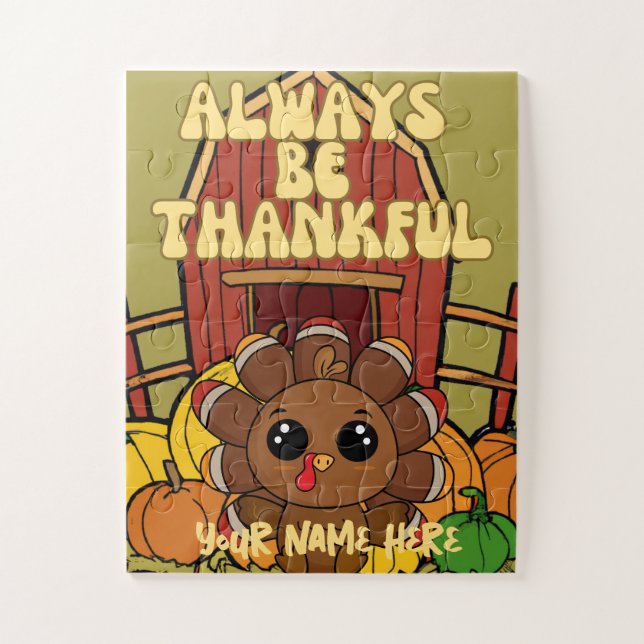Puzzle Thanksgiving pour enfants personnalisés (Vertical)