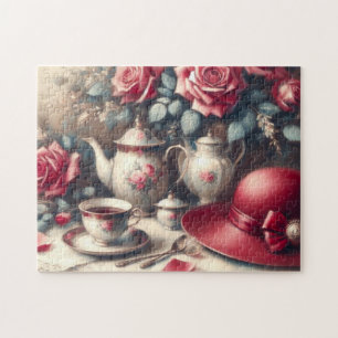 Puzzle Thé à la rose rose et tasse à thé