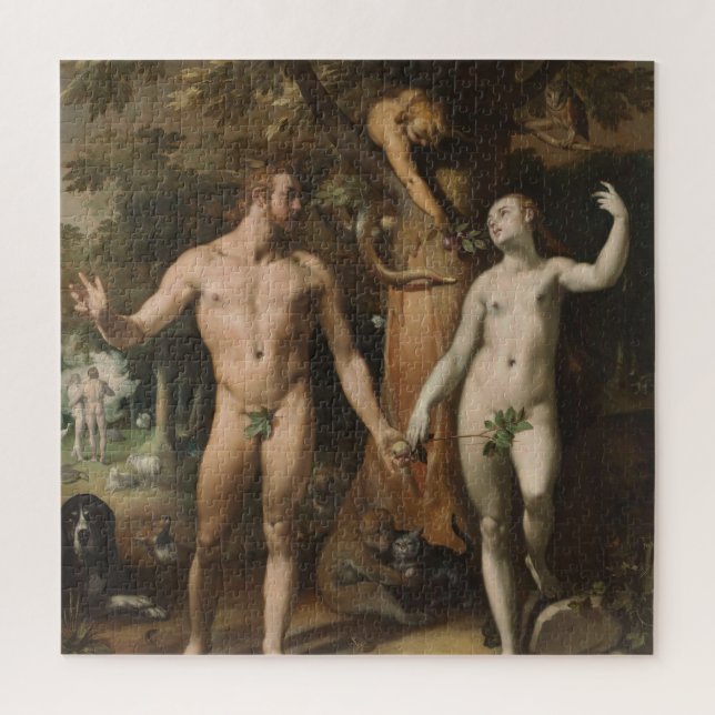 Puzzle The Fall of Man 1592 Adam et Eve Van Harleem art (Vertical)