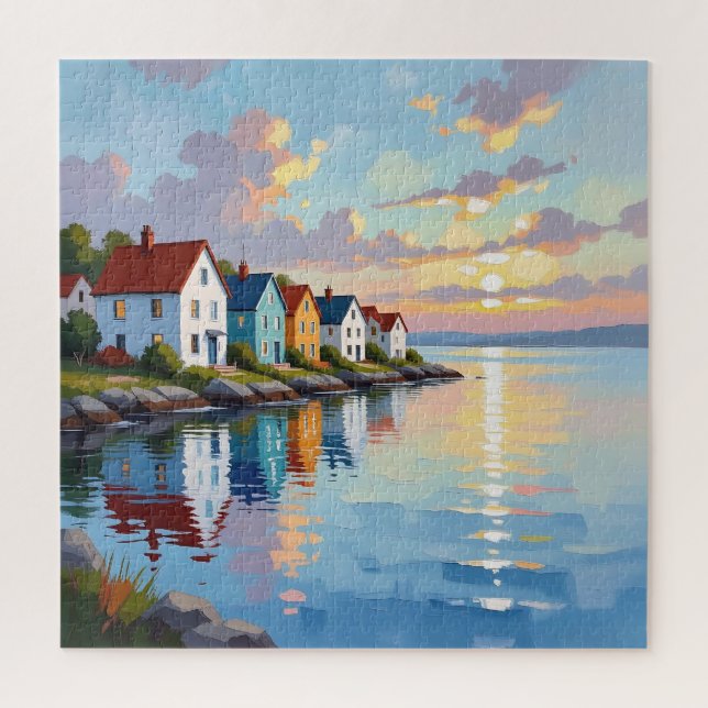 Puzzle Thème côtier | Maisons de plage sur la baie   (Vertical)