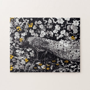 Puzzle Theo Van Hoytema Retro Peacock Clip Art Black and