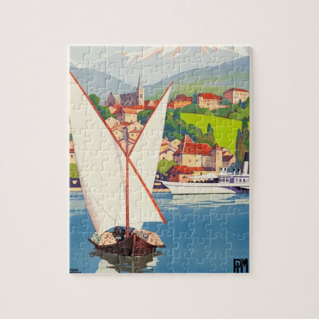 Puzzle Thonon Bains Français Travel Europe Illustration a (Vertical)