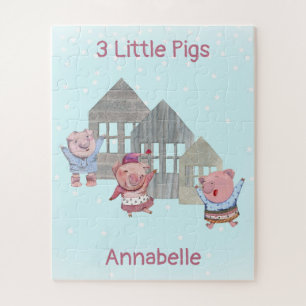 Puzzle Three Little Pigs with their Houses Personalized