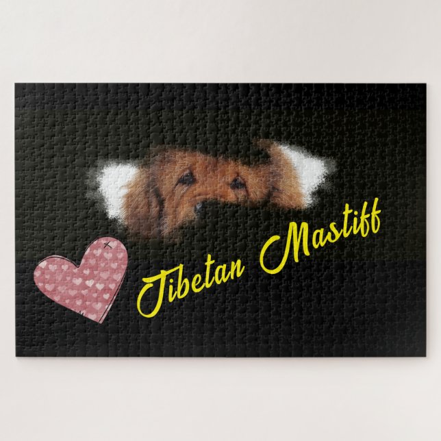 Puzzle Tibétain Mastiff yeux couleur solide 1000 pièce (Horizontal)