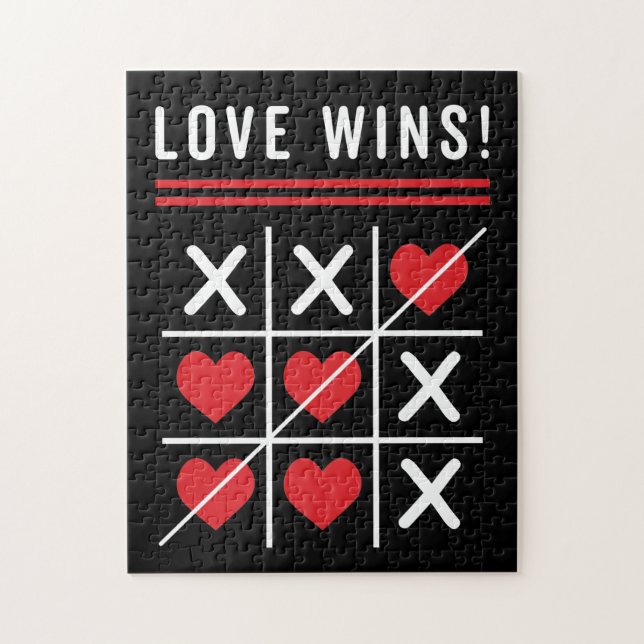 Puzzle Tic Tac Toe Love gagne Anniversaire Saint-Valentin (Vertical)