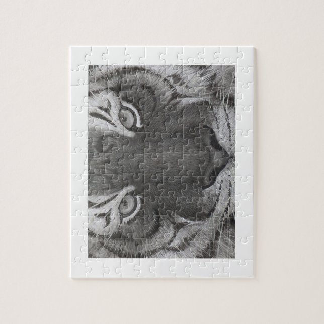 Puzzle tiger和　パズル　水墨画　虎 (Vertical)