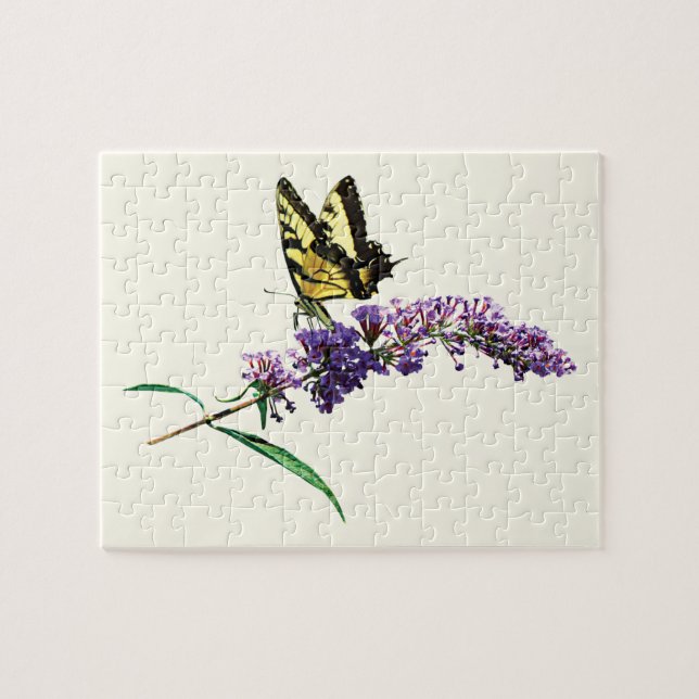 Puzzle Tiger Swallowtail sur Purple Butpe Bush (Horizontal)