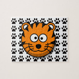 Puzzle Tigre de sourire de bande dessinée avec l'arrièr
