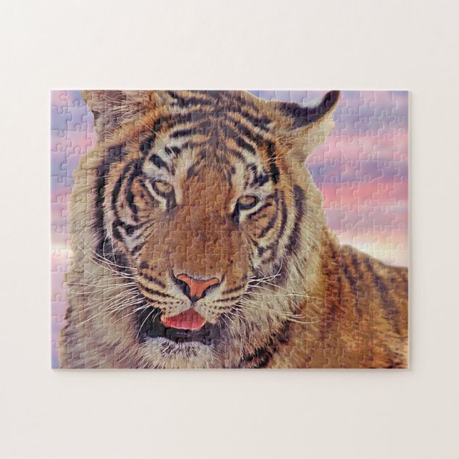 Puzzle Tigre endormi au coucher du soleil, Big Cat (Horizontal)