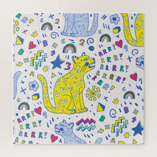 Puzzle Tigre infantile et Motif arc-en-ciel (Vertical)