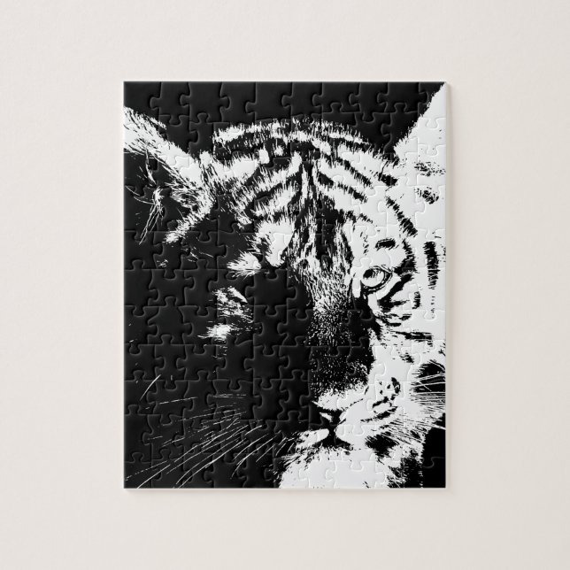 Puzzle Tigre noir et blanc Pop Art (Vertical)