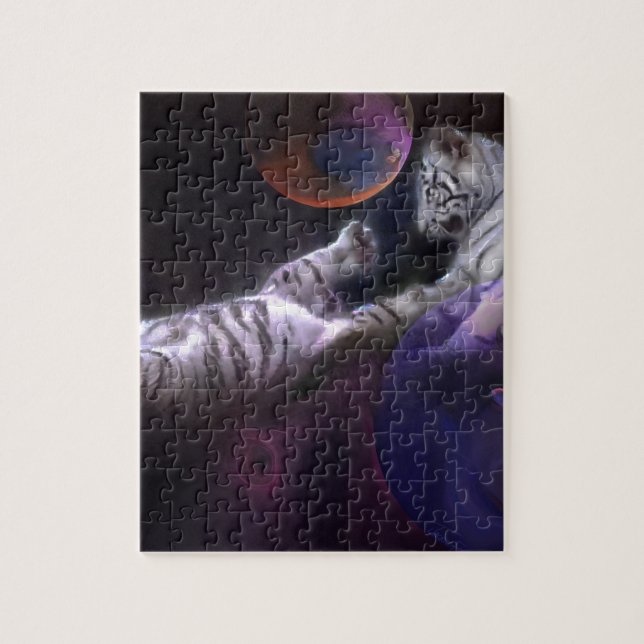 Puzzle Tigres de blanc de jeu de nuit (Vertical)