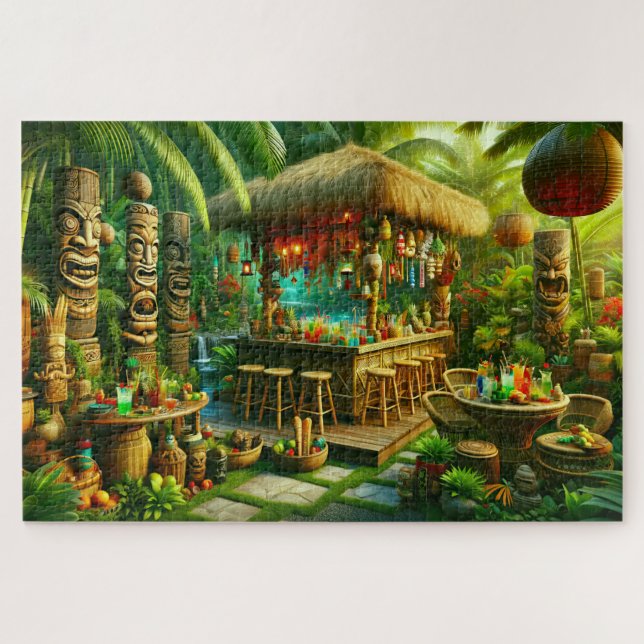 Puzzle Tiki Oasis Enchanted Tropical Backyard Escape (Horizontal)