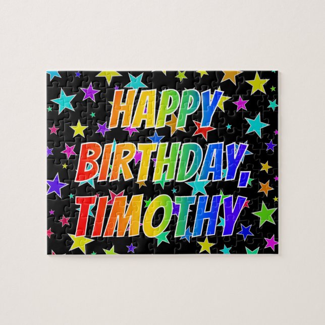 Puzzle "TIMOTHY" Prénom, Amusant "HEUREUX ANNIVERSAIRE" (Horizontal)