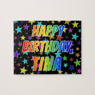 Puzzle "TINA" Prénom, Amusant "HEUREUX ANNIVERSAIRE"