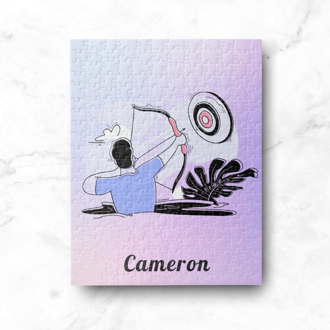 Puzzle Tir à l'arc et archer moderne dégradé et nom (Créateur téléchargé)