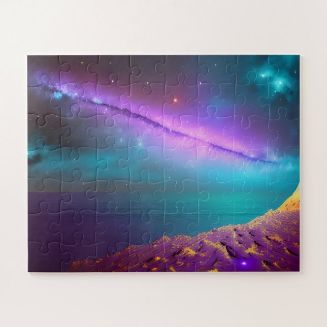 Puzzle Tirs De Comète Violet Cosmique À Travers L'Espace (Horizontal)